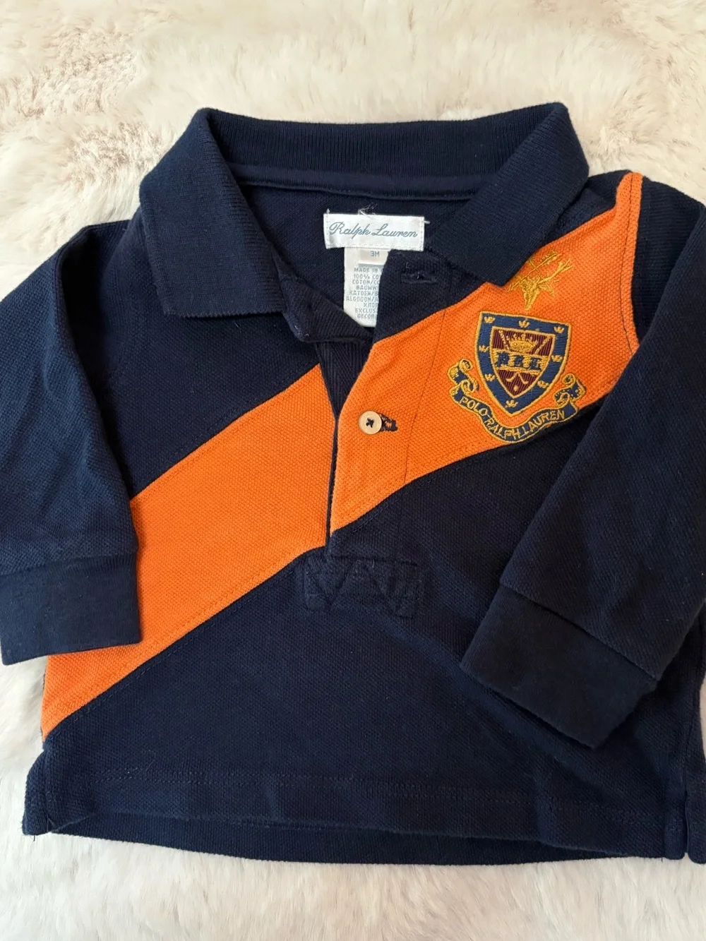 Ralph Lauren Long Sleeve Infant Polo with Crest Size 3M NWOT